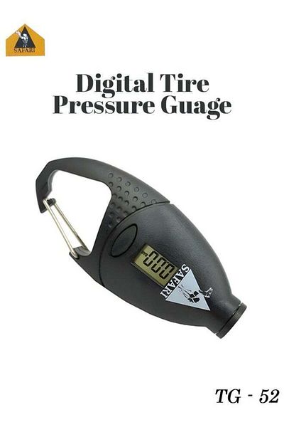 Safari Digital Tire Pressure Gauge LCD Air Pressure Tester with Carabiner Hook