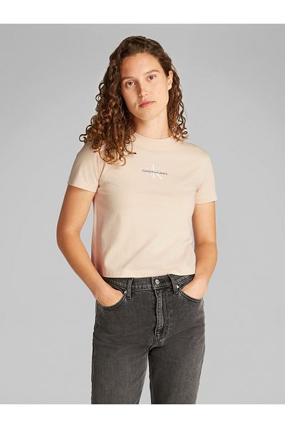 Calvin Klein Calvin Klein Women Beige Monologo Baby Short Sleeve T-Shirt
