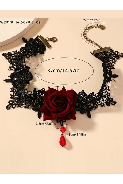 Filmaldım Rose Black Necklace