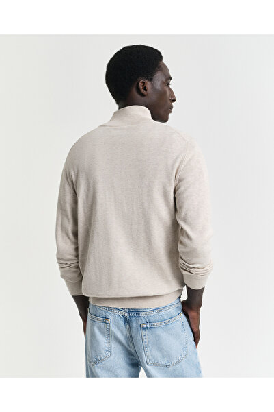 Gant Erkek Bej Regular Fit Yarım Fermuarlı Kazak