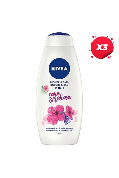 NIVEA X3 - NIVEA FOAMING/SHOW GEL 750ML 2IN1 CARE&RELAX