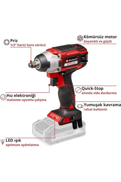 Einhell Impaxxo 18/230 - Solo, Kömürsüz Akülü Darbeli Somun Sıkma - 4510080