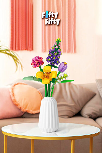 Vagonlife مجموعة باقة زهور مزخرفة وقابلة للجمع من لوز مكونة من 608 قطعة مجموعة بناء نماذج الزهور FFLZ-4604