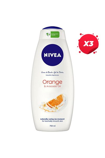 NIVEA X3 - NIVEA FOAMING/SHOW GEL 750ML HAPPY TIME ORANGE