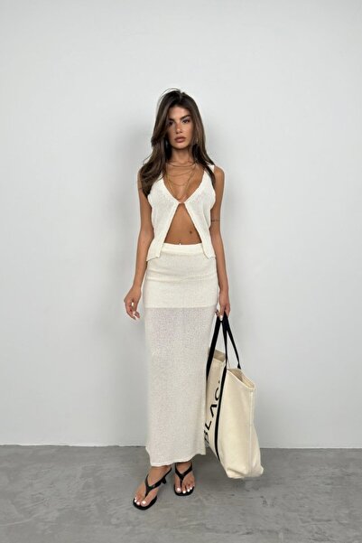 Modayakamoz Maxi Length Textured Skirt
