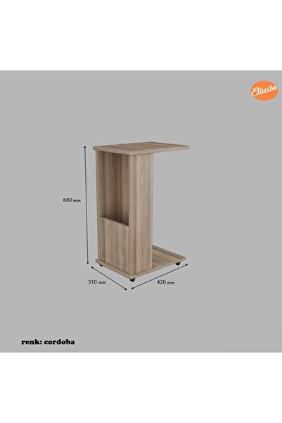Modilayn Raflı C Yan Sehpa Koltuk Yanı Tekerlekli Sehpa Çok Amaçlı