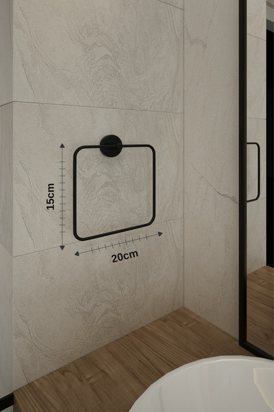 Alper Banyo Paslanmaz Siyah Aksesuar Seti,3lü Banyo Köşeliği Ek03,kare Havululuk,kapaklı Kağıtlık,bornozluk