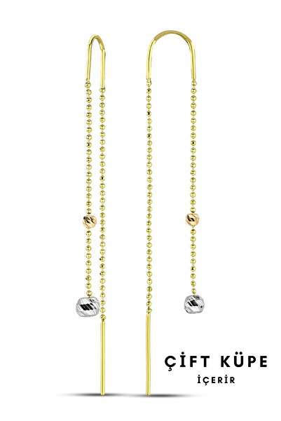 Altınkesesi 14 Ayar Altın Dorika Toplu Zincir Küpe Çiftli