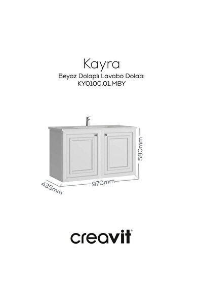Creavit Kayra Lavabo Dolabı Kapaklı 100cm Mat Beyaz