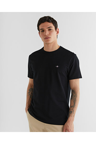 Gant Erkek Siyah Regular Fit Bisiklet Yaka T-Shirt