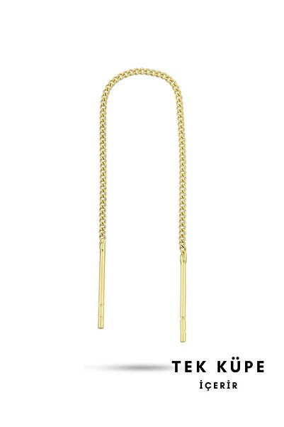 Altınkesesi 14 Ayar Altın Zincir Tek Küpe (14 CM)