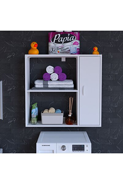 Modilayn Urla 90x85,5x31,5 cm Makine Üstü Dolap Çamaşır Makine Üstü Dolabı Asma Dolap
