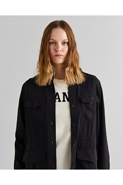 Gant Kadın Siyah Regular Fit Logolu Gömlek