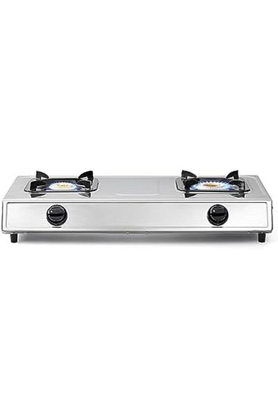 ALSAIF Electric Gas Stove Two Plates Stainless Steel, Automatic Ignition, , Silver