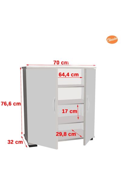 Modilayn Ayakkabılık 2 Kapaklı Ayakkabı Dolabı Raflı