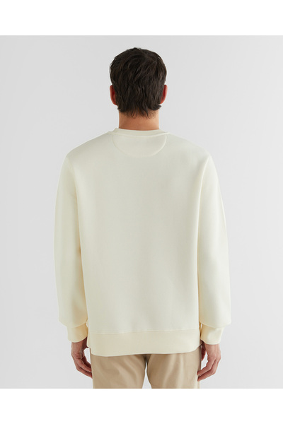 Gant Erkek Krem Regular Fit Bisiklet Yaka Logolu Sweatshirt
