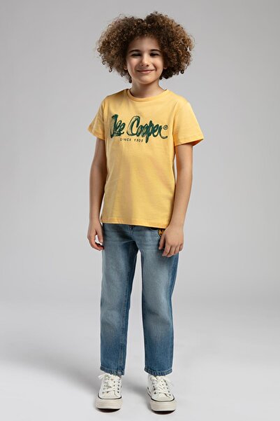 Lee Cooper Drawinglogo Boy's T-Shirt 100% βαμβακερό κίτρινο