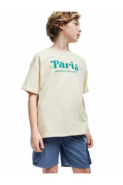 Koton Slogan Printed Crew Neck Short Sleeve Cotton Oversize T-Shirt