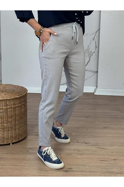 X-Young Lycra elastic waist double legged pants stone