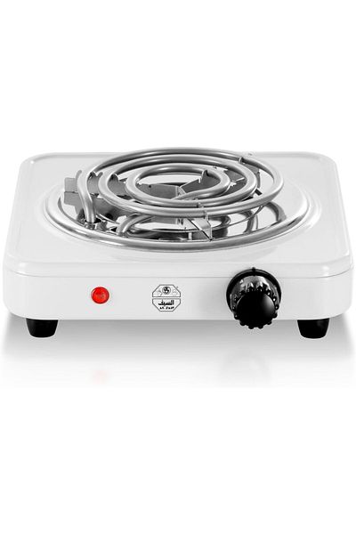 ALSAIF Electric Stove With Single Hot Plate, 1000w Stainless Steel, White - Al Saif, E04316