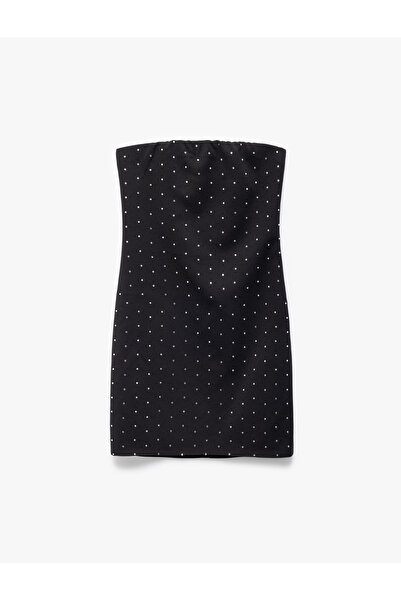 Koton Mini Taşlı Straplez Kolsuz Slim Fit Abiye Elbise