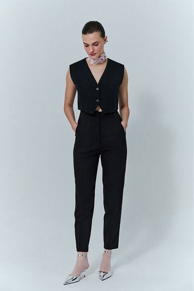Quzu Pens Detail Fabric Pants