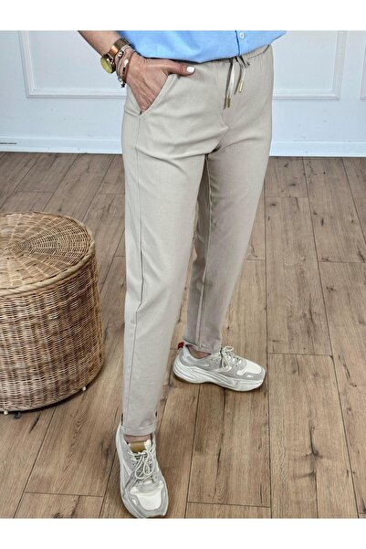 X-Young Pantaloni cu talie elastică dublă BEJ