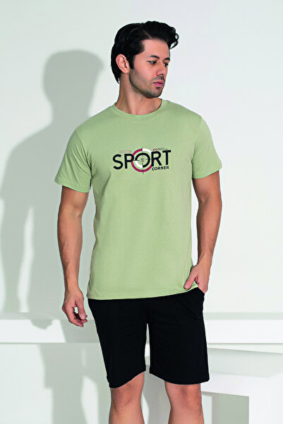 REMSA Men's Shorts Tshirt Pajama Set Khaki 25253