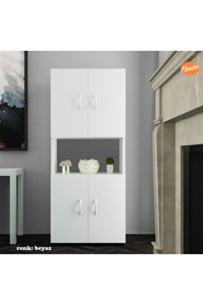 Modilayn Mikrodalga Dolabı 4 Kapaklı Tek Gözlü Ofis Dolabı Çok Amaçlı Mutfak Dolap