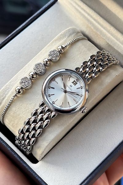 Homies Special Boxed Women's Wristwatch Waterproof Silver Color Steel Cord Gift Bracelet Hmby2056C3
