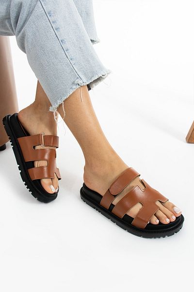 Hvz Γυναικείες παντόφλες Tan Chic άνετες μοντέρνες