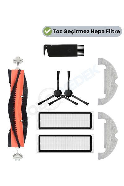 robotyedek Xiaomi Vacuum Mop 2 Ultra - مجموعة فرشاة وفلتر احتياطية مكونة من 8 قطع