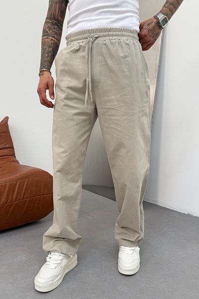 MADZEYMODA Ανδρικό φαρδύ φαρδύ μοτίβο μέσης Jogger Pantalon KE-7011