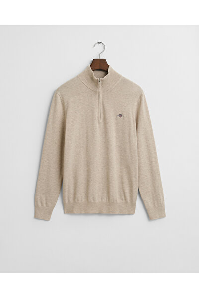 Gant Erkek Bej Regular Fit Yarım Fermuarlı Kazak