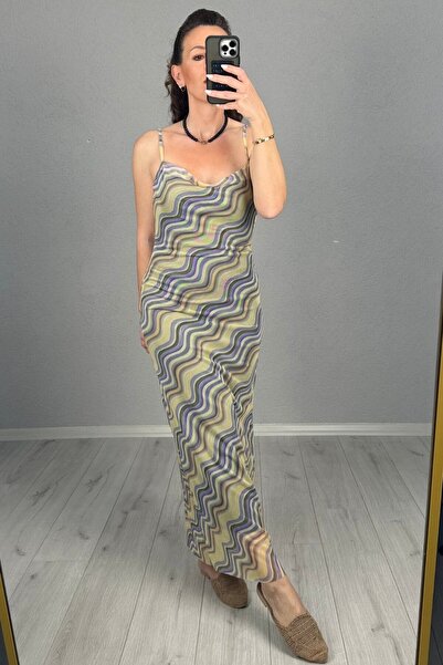 lady special Μακρύ φόρεμα σιφόν με επένδυση