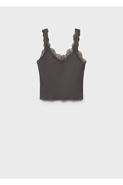 MANGO Woman Dantel Yakalı Dar Kesim Bluz