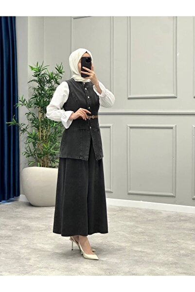 OlaLady Women's Long Vest and Trousers Hijab Denim Suit