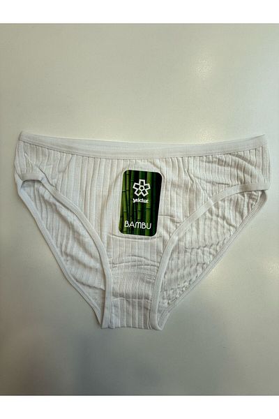 YILDIZ Bamboo Derby Lycra Bikini Panties 6 Pack White Star Kod4190B