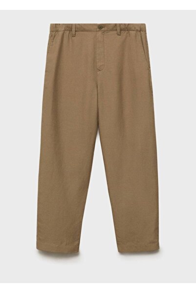 MANGO Man Keten Karışımı Elastik Belli Pantolon