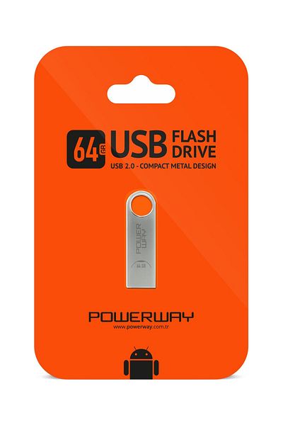 POWERWAY ذاكرة فلاش معدنية بسعة 64 جيجابايت، تصميم معدني، ذاكرة USB، أحدث شرائح البيانات التكنولوجية
