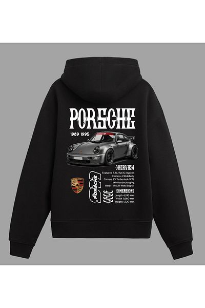 Edizen Porsche 911 1994 Premium Hoodie Unisex Oversize 100% Cotton Black Hooded Sweatshirt