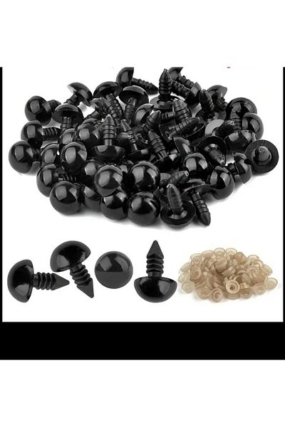 yiğit aksesuar 50Pcs 12 mm Amigurumi Black Screw Eye Doll Puppet Plush Animal Jewelry Supplies Bead