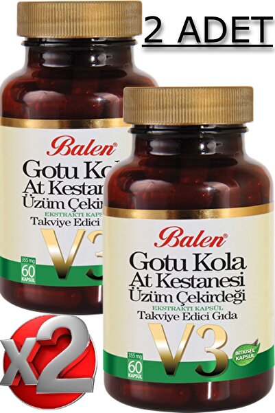 Balen 2 Adet Gotu Kola  At Kestanesi   Üzüm Çekirdeği Ekstraktı Kapsül 60 Adet