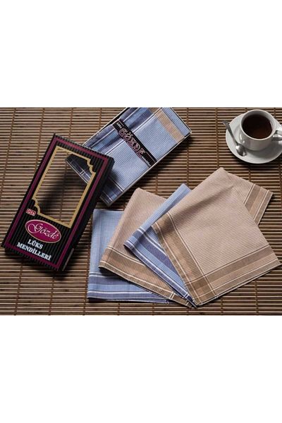 Gözde Black Boxed 42x42 Cm Dozen 12 Pieces Fabric Handkerchief-gm 07