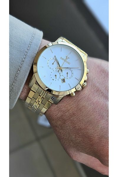 Raymond Rym-81013 Men's Wristwatch - Steel Case and Cord - 2 Years Warranty