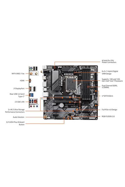 Gigabyte Placa de baza GIGABYTE B760M DS3H AX DDR5, Intel B760, LGA 1700, mATX