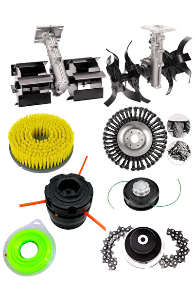 ABLACKS Benzinli Tırpan Çift Çapalama Aparatı 26 MM 9 Diş + 6 Lı Bahçivan Seti