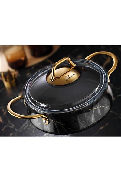 Brioni Black Saucepan Set with Marble Lid