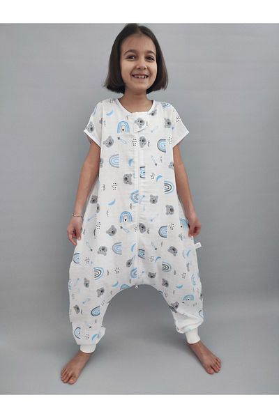Pamuk Pazen Summer 0.5 Tog 24-28 Degree Baby Sleeping Bag 100% Cotton Teddy Bear Pattern