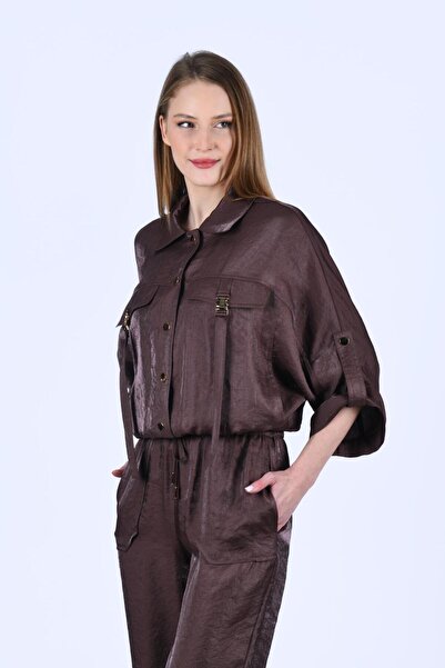 la luce Kahve Parlak Gömlek Ceket - QC81